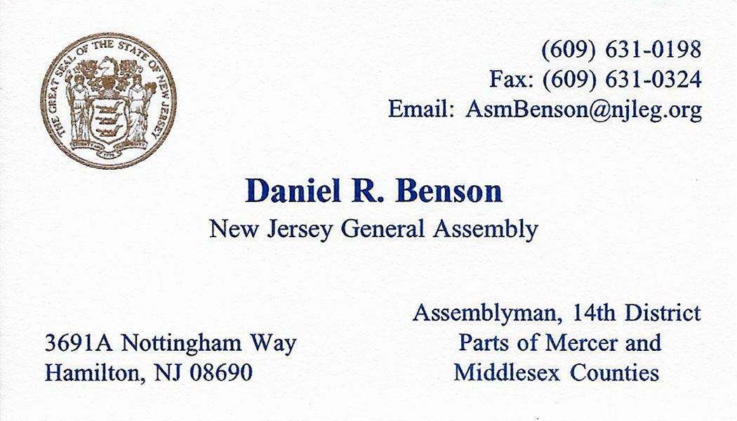 Daniel R. Benson, Nwe Jersey General Assembly